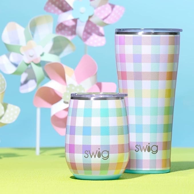 美國暢飲品牌 Swig Life 格紋款 水杯 水壺 隨行杯 附蓋不銹鋼杯 居家 休閒 辦公 容量約395ml-細節圖6