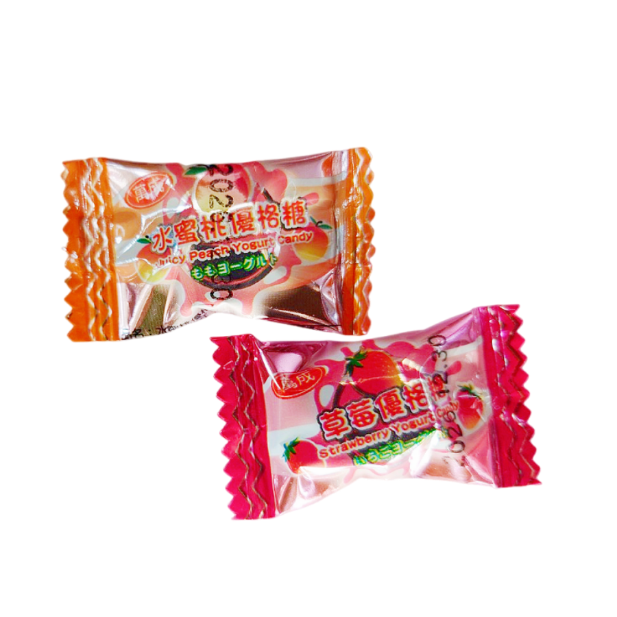 萬成優格糖 優格糖 硬糖 600g 草莓風味 水蜜桃風味-細節圖2