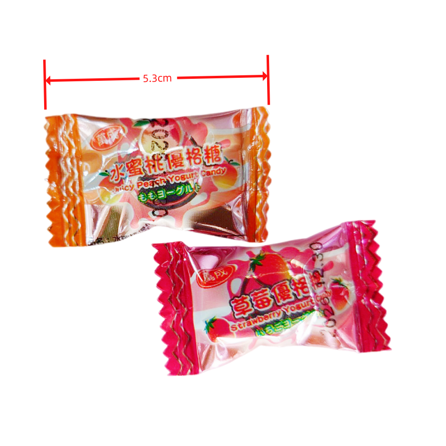 萬成優格糖 優格糖 硬糖 600g 草莓風味 水蜜桃風味-細節圖3