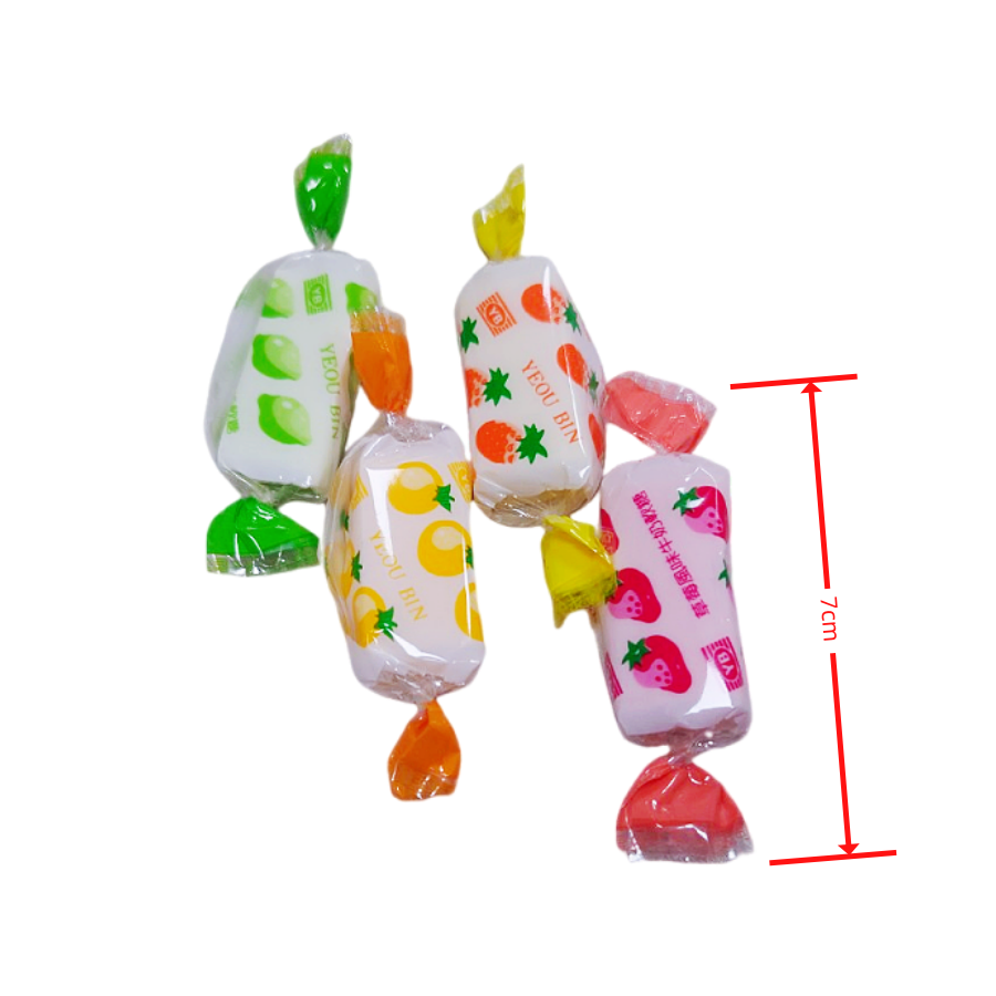 友賓雙扭水果軟糖 600g 約100顆 水果軟糖 檸檬 橘子 草莓 鳳梨-細節圖3