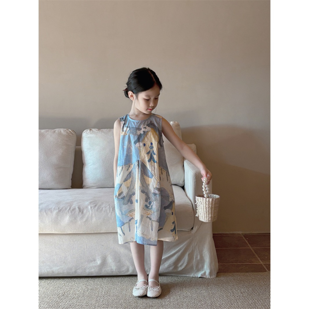 海濱小屋繪畫洋裝-細節圖2