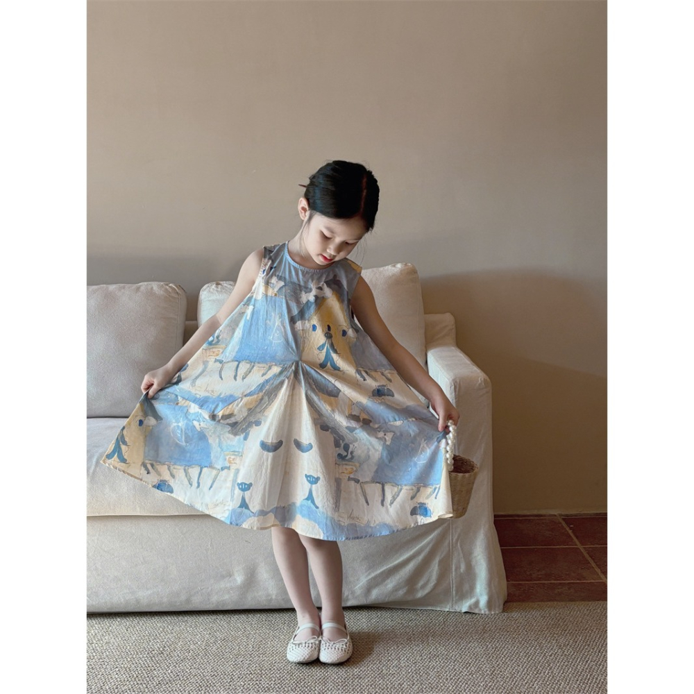 海濱小屋繪畫洋裝-細節圖3