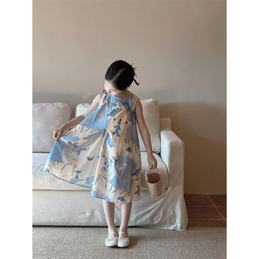 海濱小屋繪畫洋裝-細節圖4