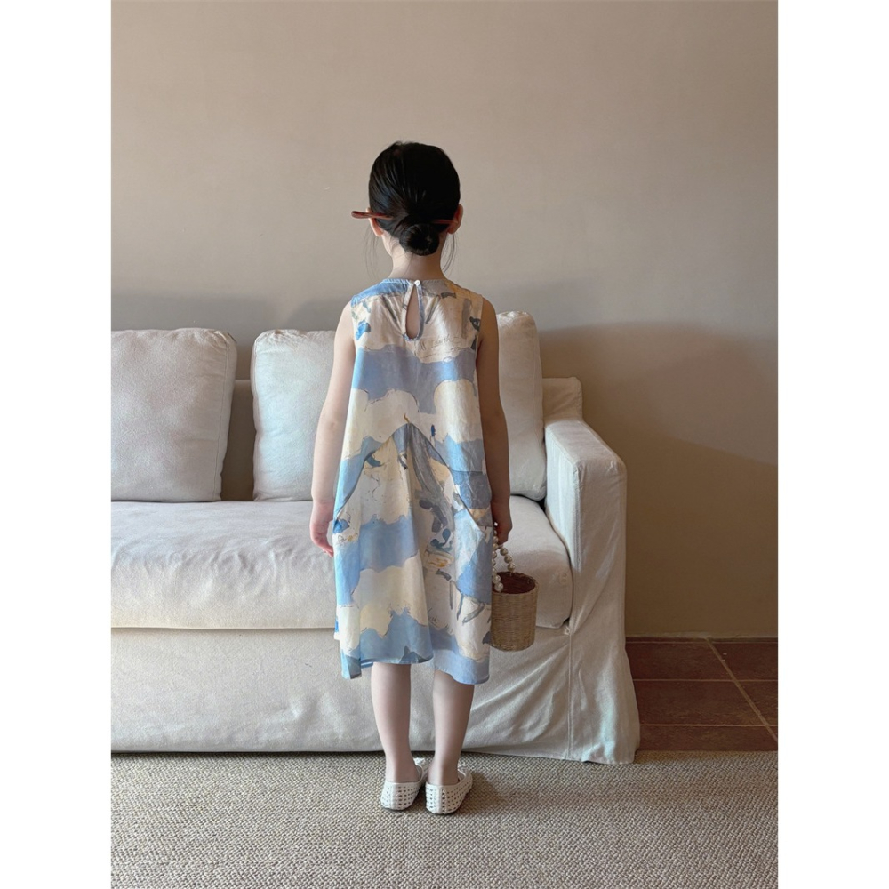 海濱小屋繪畫洋裝-細節圖5