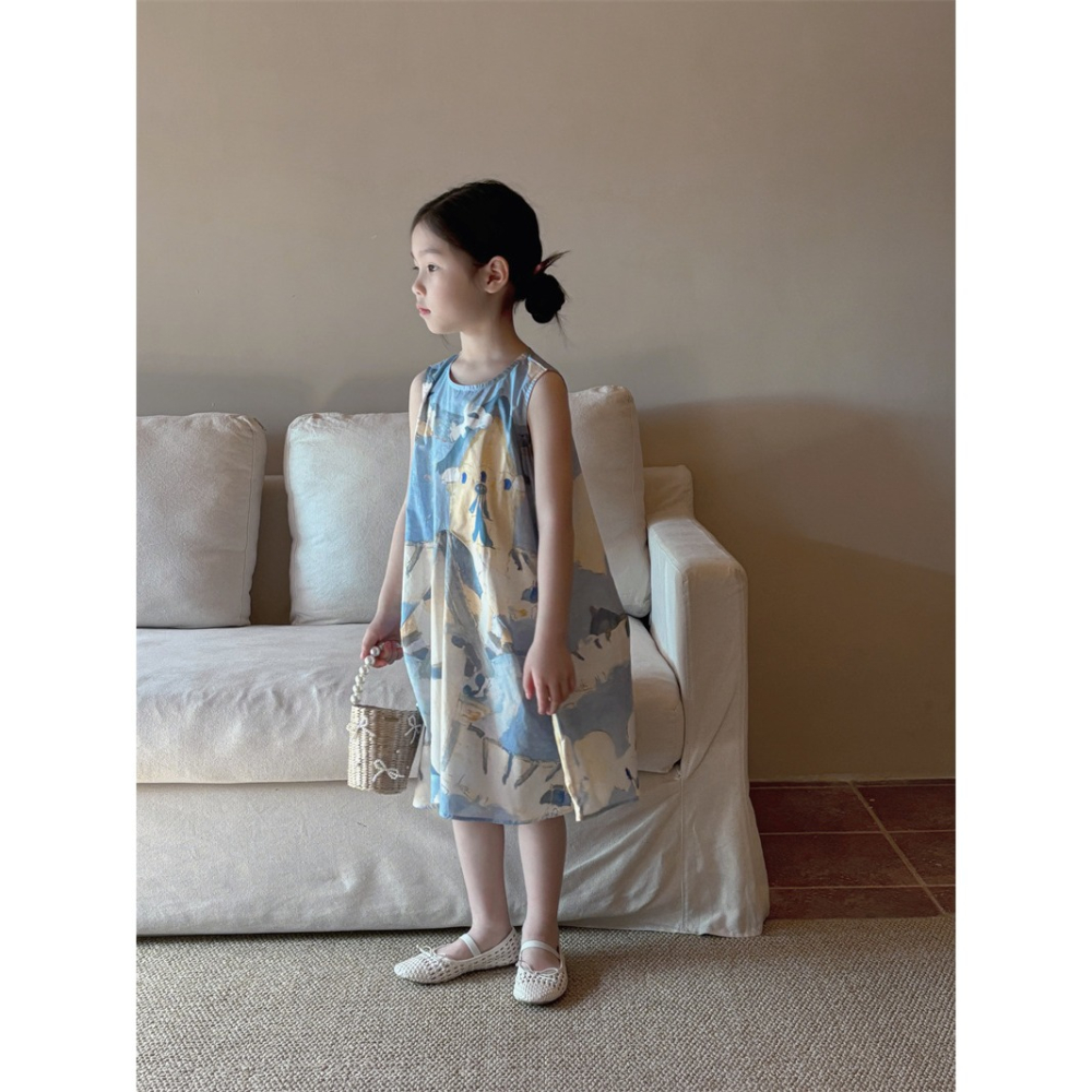 海濱小屋繪畫洋裝-細節圖6