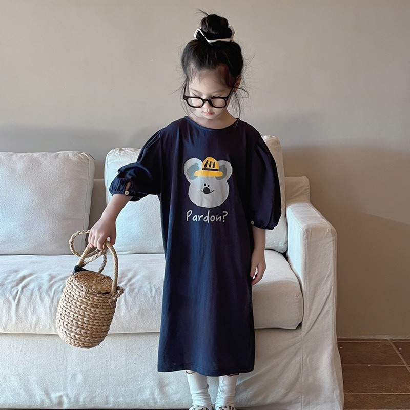 無尾熊泡泡袖長洋裝-細節圖4