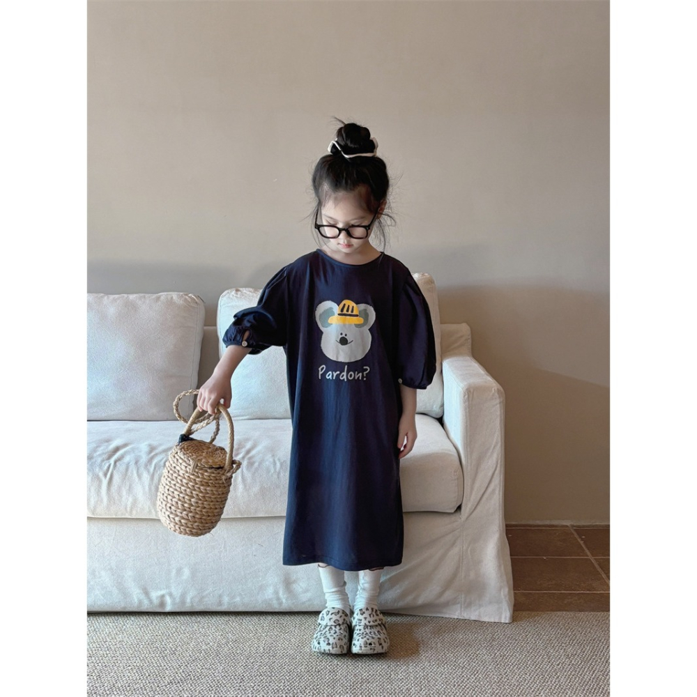 無尾熊泡泡袖長洋裝-細節圖5