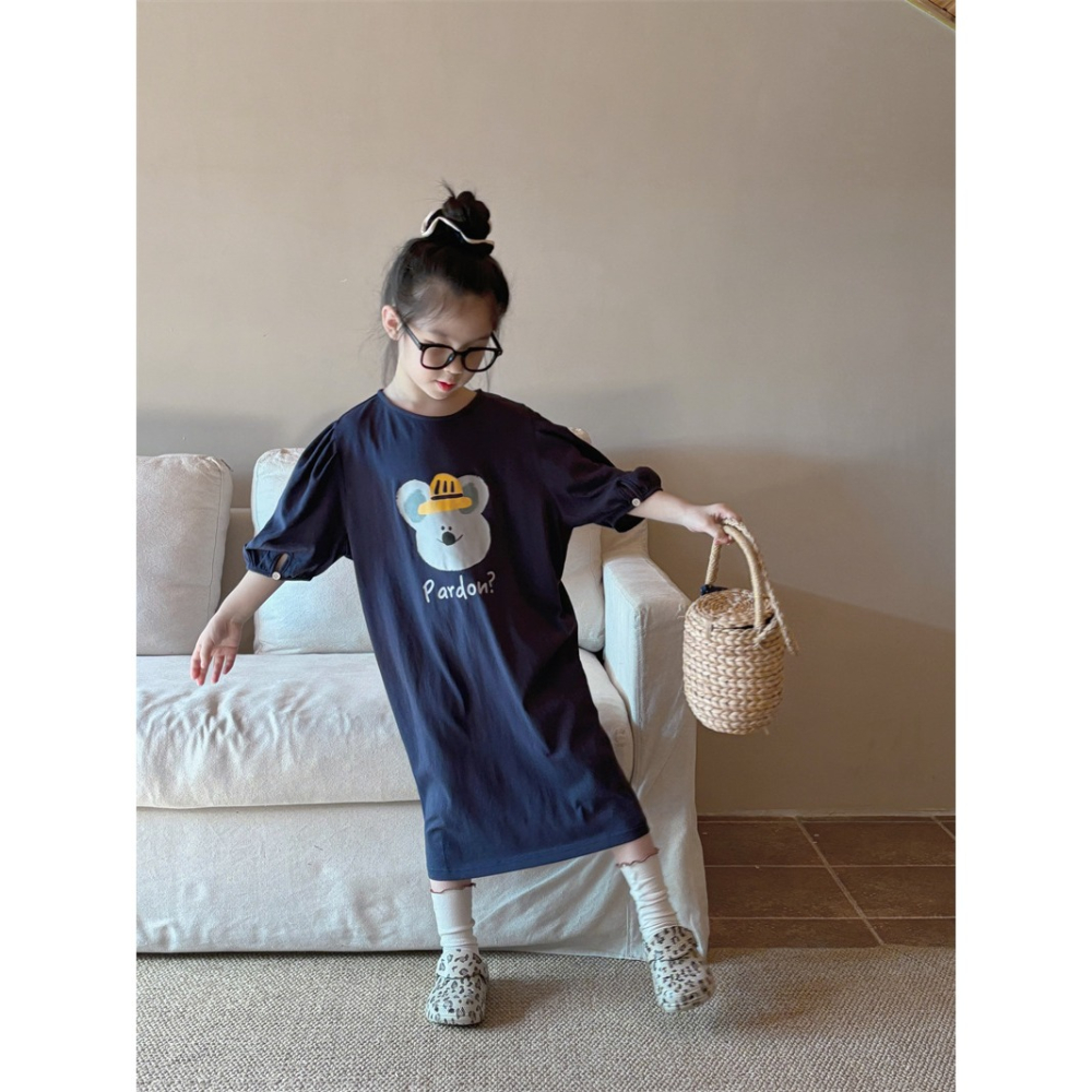 無尾熊泡泡袖長洋裝-細節圖8
