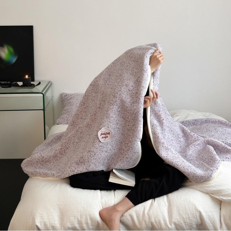 ｜𝕎𝕚𝕟𝕟𝕚𝕖溫妮｜藍莓奶昔🫐羊駝絨毛毯 冬季保暖毯子 雙人毛毯 雙人加大毛毯-細節圖9