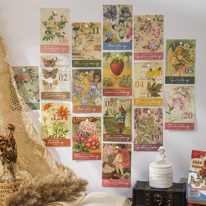 ｜𝕎𝕚𝕟𝕟𝕚𝕖溫妮｜2024年復古年曆 復古日曆 桌面佈置 單向日曆 牆面佈置-細節圖6