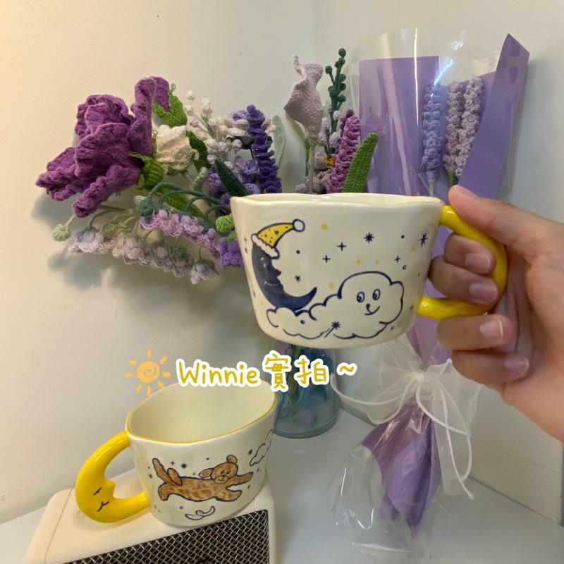 ｜𝕎𝕚𝕟𝕟𝕚𝕖溫妮｜現貨.ᐟ.ᐟ實拍.ᐟ.ᐟ 月亮手柄馬克杯🌙晚安好夢 可愛手繪馬克杯 卡通咖啡杯-細節圖2