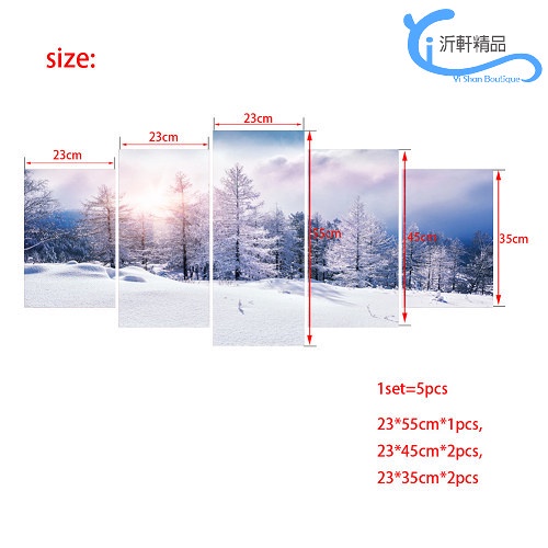 雪景 壁貼 5入 3D立體 壁貼 貼紙 窗貼 假窗壁紙 沂軒精品 E0076-細節圖6