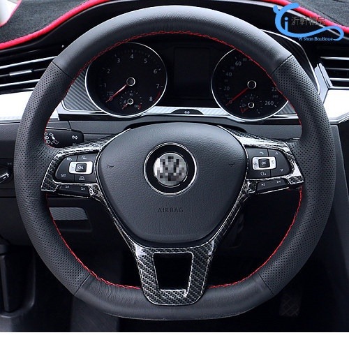 VW 方向盤 碳纖 裝飾框 貼紙 GOLF7 TIGUAN  touran 車貼 沂軒精品 A0683-細節圖6