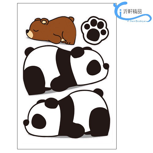 可愛熊貓車貼 卡通熊貓 搞笑熊貓 車身貼 車尾貼 汽車貼紙 遮刮痕 沂軒精品 A0635-細節圖2