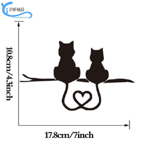 現貨 愛心貓貼紙 貓咪貼 個性車貼 黑白2色 車身貼 貼紙 沂軒精品 A0655-細節圖2