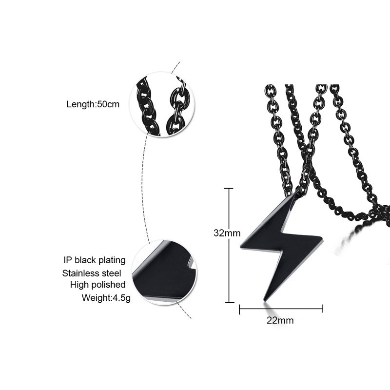 閃電符號 情侶項鍊 鈦鋼項鍊 對鍊 白鋼 情人節禮物 七夕情人節 love 生日禮物 沂軒精品 F0142-細節圖7