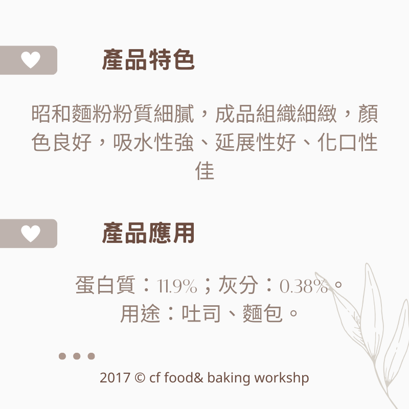 【台灣巧婦】昭和 霓虹 吐司專用粉｜高筋麵粉・日本製・適合吐司／餐包／奶油麵包・分裝1kg-細節圖2