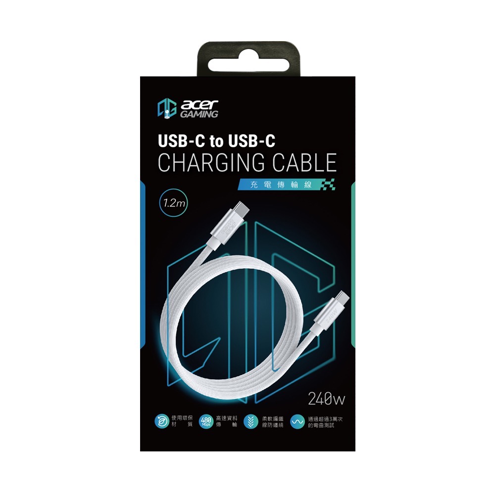 AcerGaming USB-C to USB-C珪膠編織充電線1.2m-細節圖3