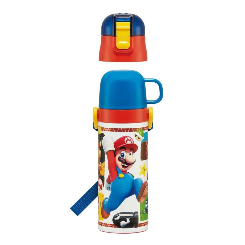 【可可日貨】日本 skater 超輕量 兩用式 不鏽鋼 保冷 保溫杯 ( 瑪利歐) 470ML SKDC4 水壺-細節圖2