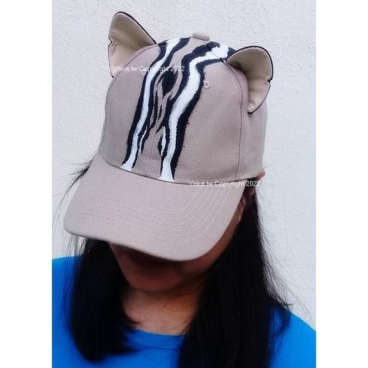 石虎帽 耳朵帽 石虎 手作 ( 黑熊 貓 豹 貓耳朵 棒球帽 鴨舌帽 )-細節圖3