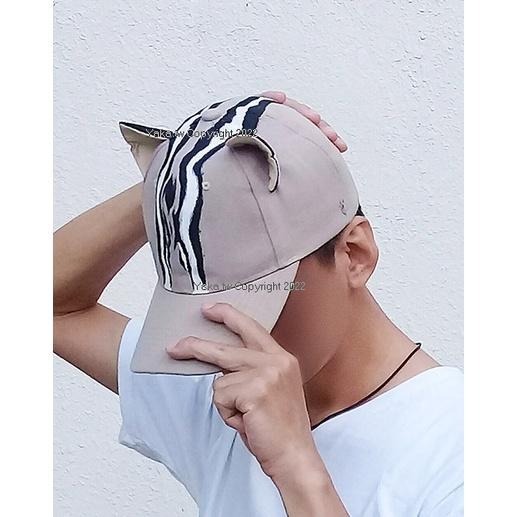 石虎帽 耳朵帽 石虎 手作 ( 黑熊 貓 豹 貓耳朵 棒球帽 鴨舌帽 )-細節圖5