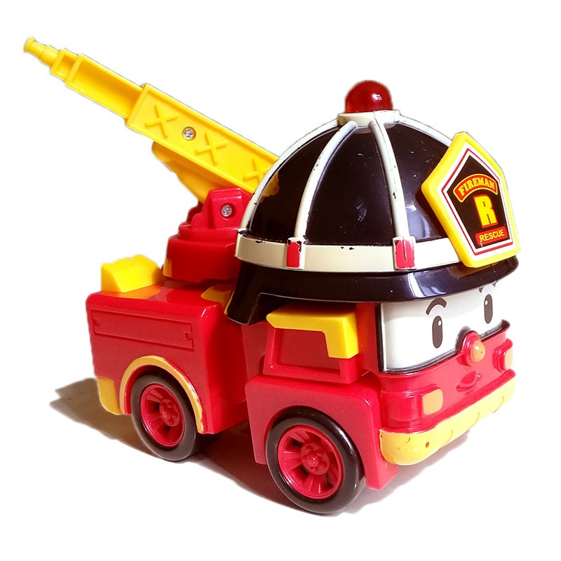 Poli 波力 Fireman 羅伊 Roy 中型5吋 消防車 變形機器人 車頂號誌會亮 含滅火器配件-細節圖2