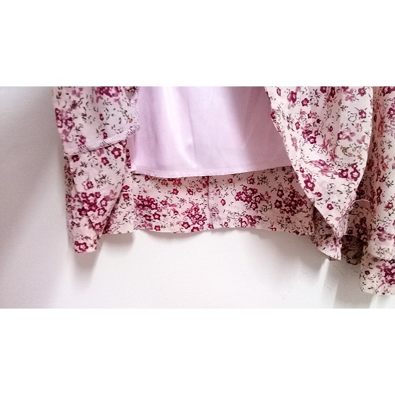 春裝 雪紡紗過膝春花盛開裙 兩層 內裡-細節圖4