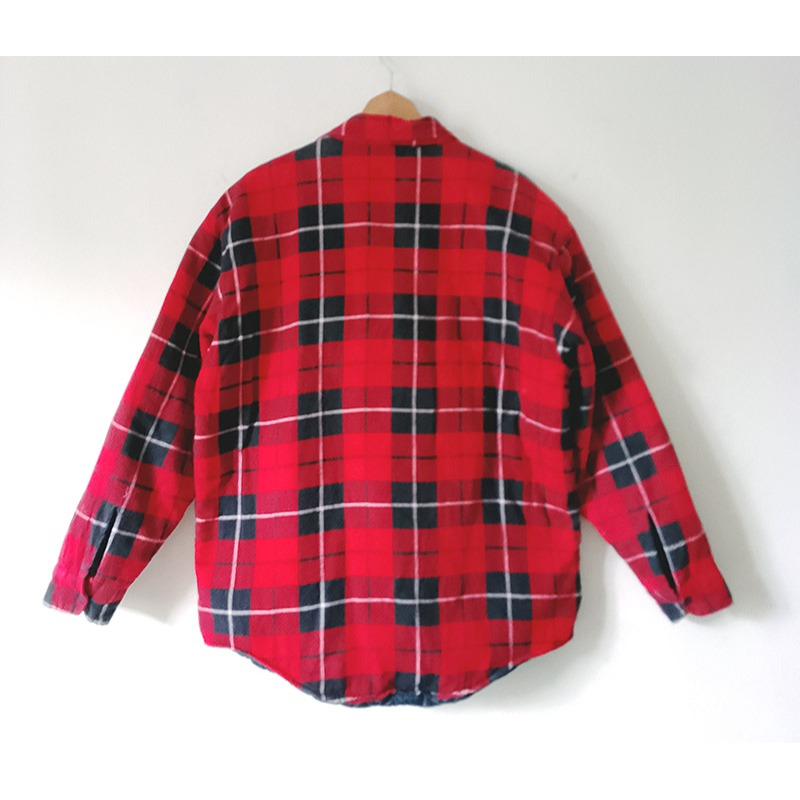 紅黑格子 保暖長袖襯衫 內裡填充保暖  登山 居家休閒-細節圖2