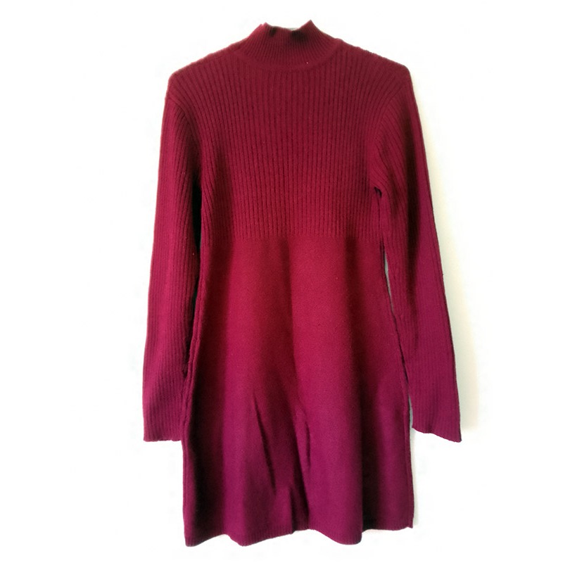 酒紅色連身裙毛線衣-細節圖2