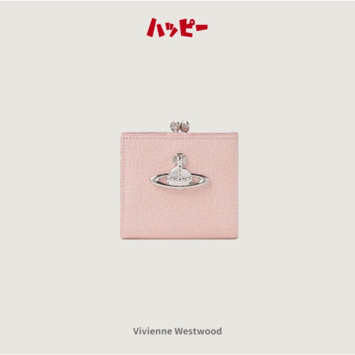 🇯🇵日本代購（補貨）【Vivienne Westwood】官網限定粉色 金扣雙折迷你錢包