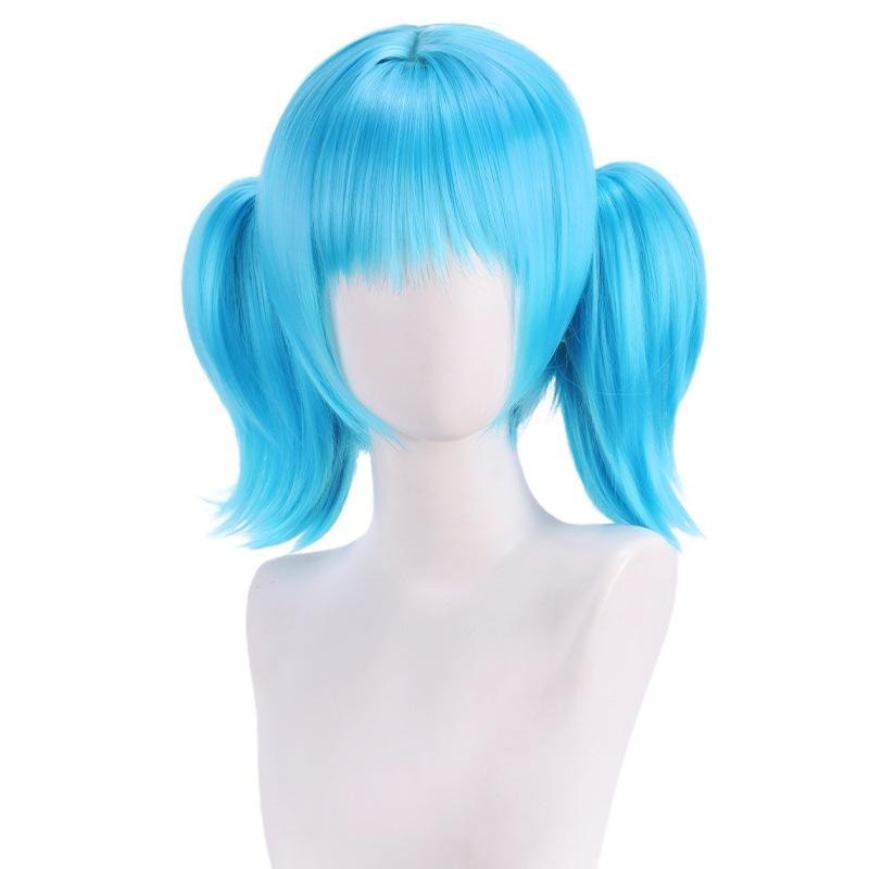【動漫研習社】Sally Face Sallyface Cosplay Wig莎莉之臉藍色雙馬尾cos假髮PL1047-細節圖2