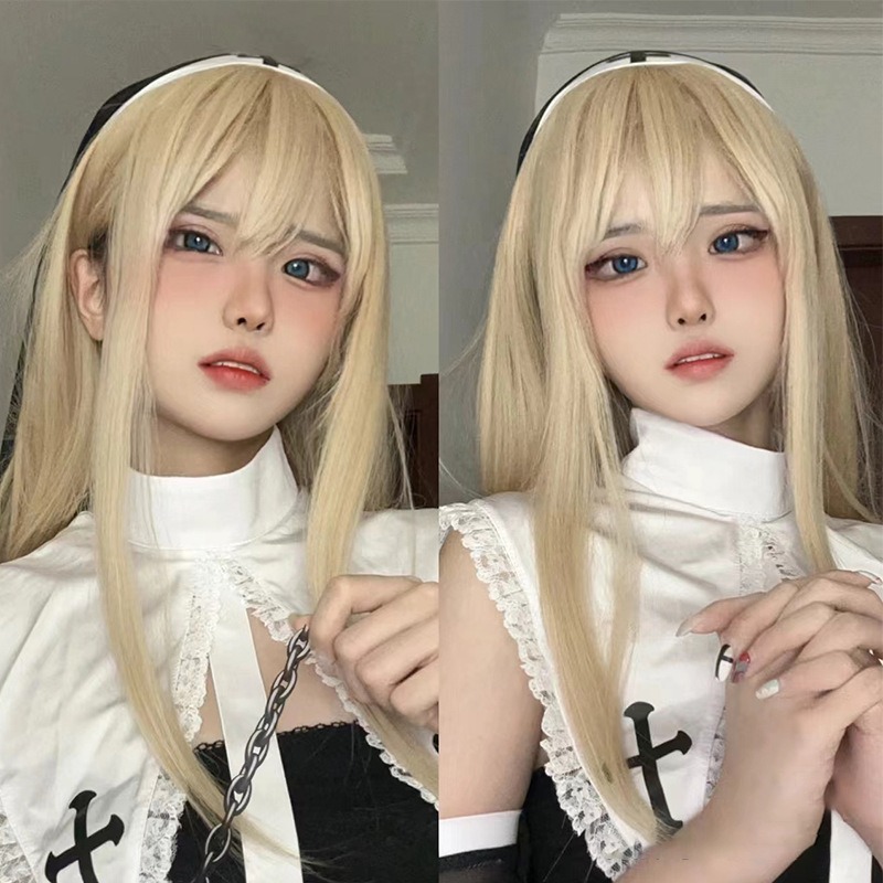 【動漫研習社】chowbie 修女cos假髮性感制服cosplay服修女假髮白色高溫絲-細節圖2