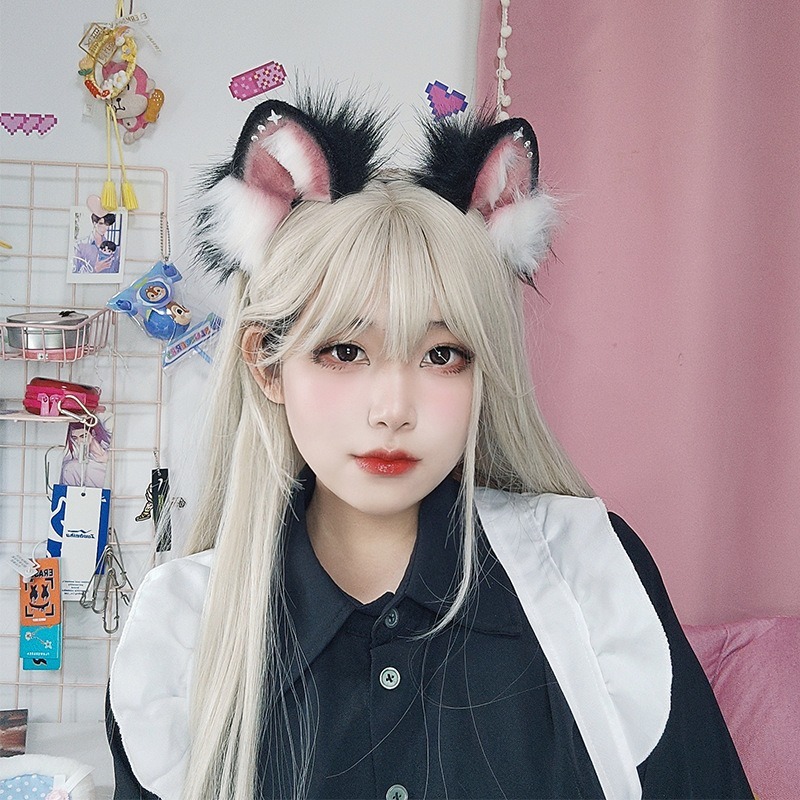 【動漫研習社】漫展毛絨頭飾二次元cosplay裝扮表演道具手工玫瑰仿真獸耳髮箍-細節圖6