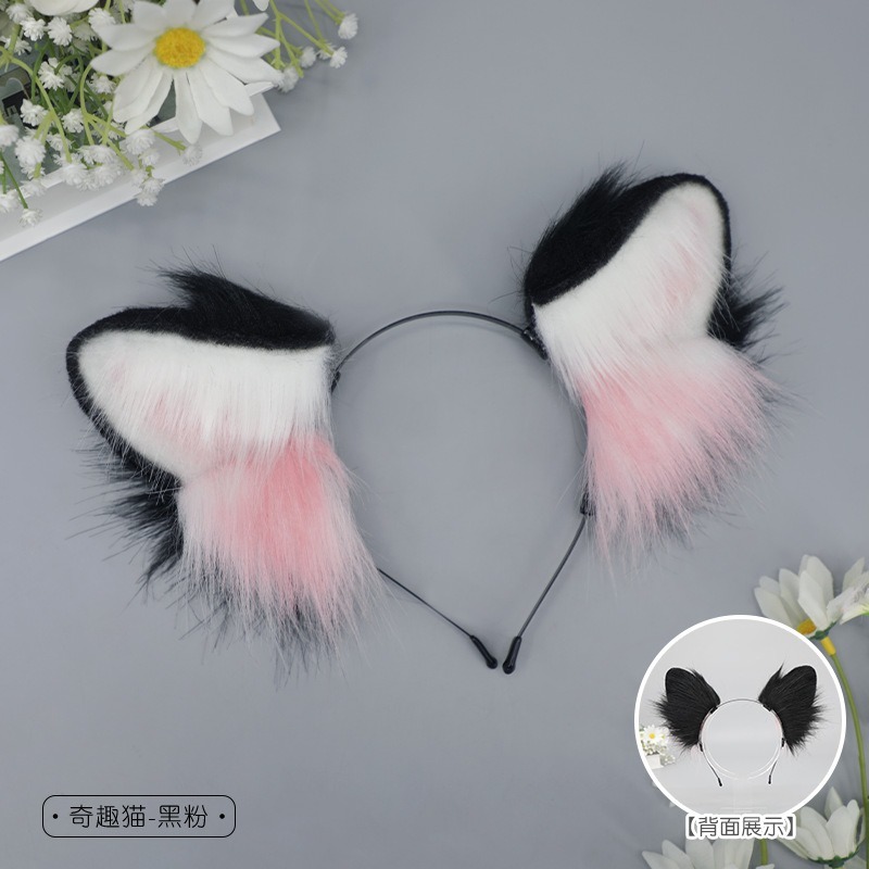 【動漫研習社】手作cosplay小貓漫展頭飾漫展仿真毛絨獸耳貓耳朵髮箍貓咪髮飾-細節圖2