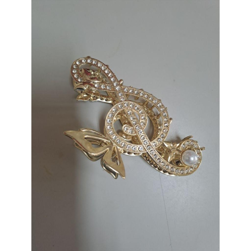 髮飾鯊魚夾~珍珠水鑽鯊魚夾*美麗大方*音符圖案鯊魚夾-細節圖2