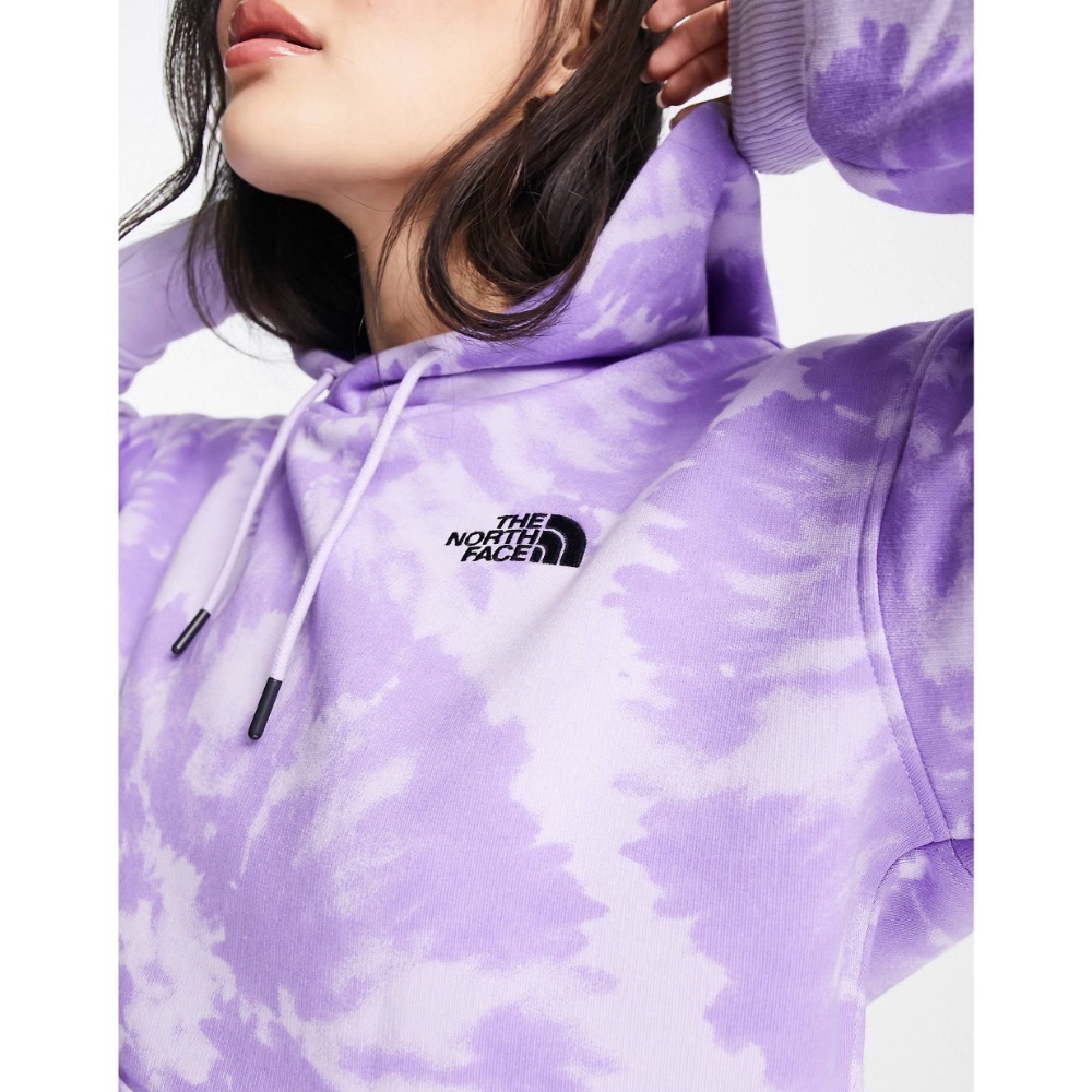 /海外限定款式/ M號 The North Face 女生渲染紮染丁香紫 帽Tee-細節圖3