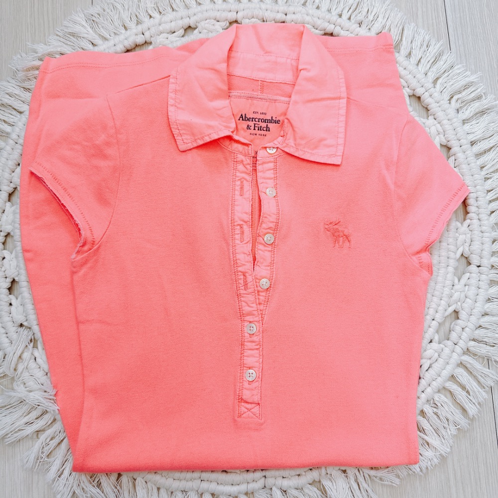 /零碼XS/ Abercrombie & Fitch 女生珊瑚粉色連身裙-細節圖2