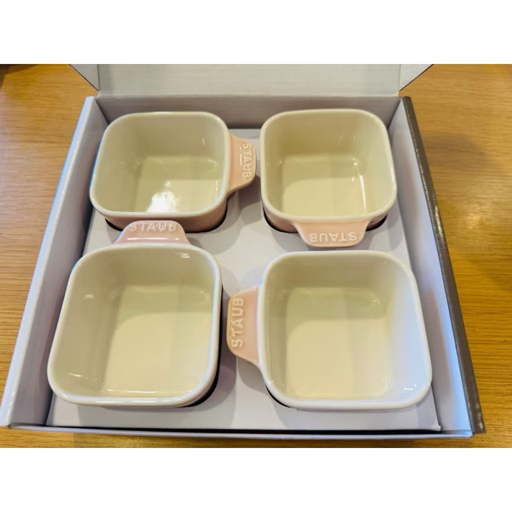 Staub 方形陶缽4+1件組 粉紅色-細節圖5