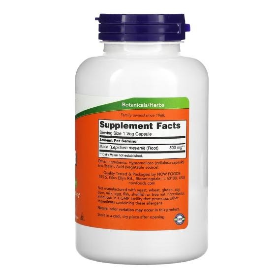 美國代購 NOW Foods 瑪卡 MACA 素食膠囊 500 毫克 250顆-細節圖4