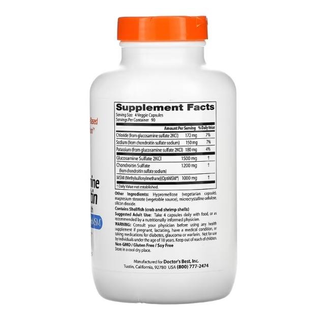 Doctor＇s Best, 氨基葡萄糖軟骨素 MSM，含 OptiMSM，360 粒素食膠囊-細節圖2