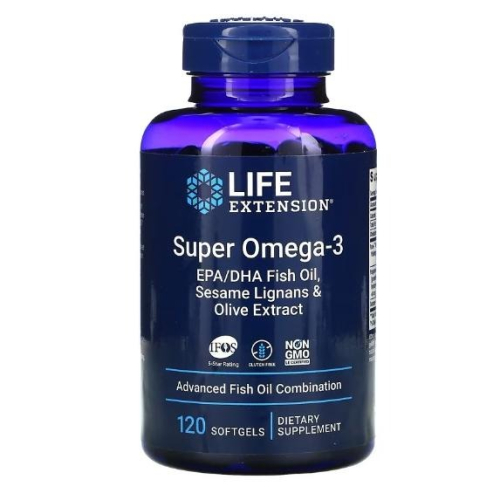 美國代購 Life Extension,Super Omega-3 魚油 芝麻木酚素和橄欖提取物 120顆軟膠囊