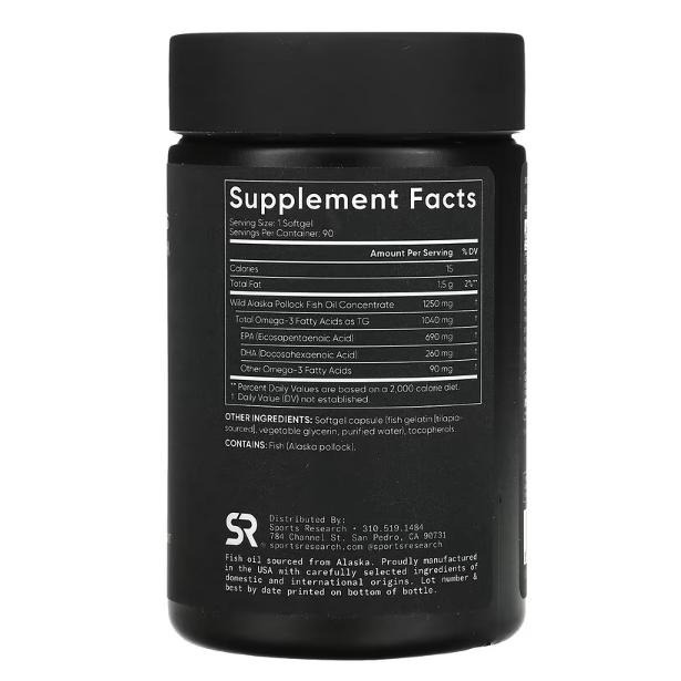 美國代購 Sports Research Omega-3 rTG 頂級85% 魚油 三倍功效-細節圖2