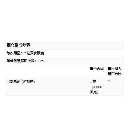 美國代購 Now Foods L-arginine 精氨酸 250顆-細節圖3
