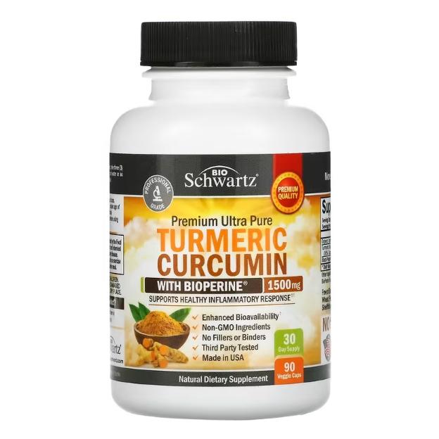 美國代購 BioSchwartz 姜黃素 生物維生素 500 毫克 90 粒素食膠囊-細節圖3