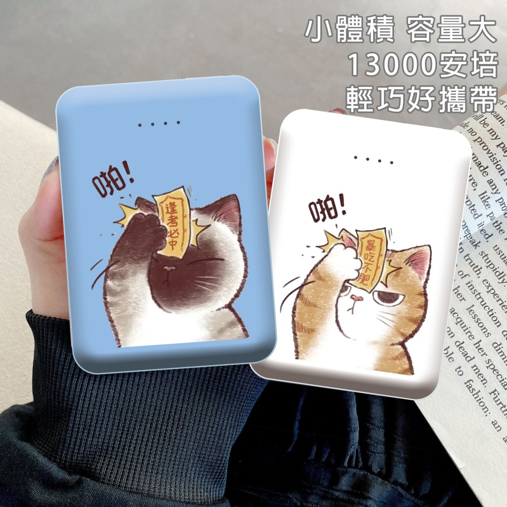 快速出貨 貼符貓咪 行動電源 迷你口袋 快充行動電源 大容量13000mAh 行動充 行充 BSMI安全認證-細節圖2