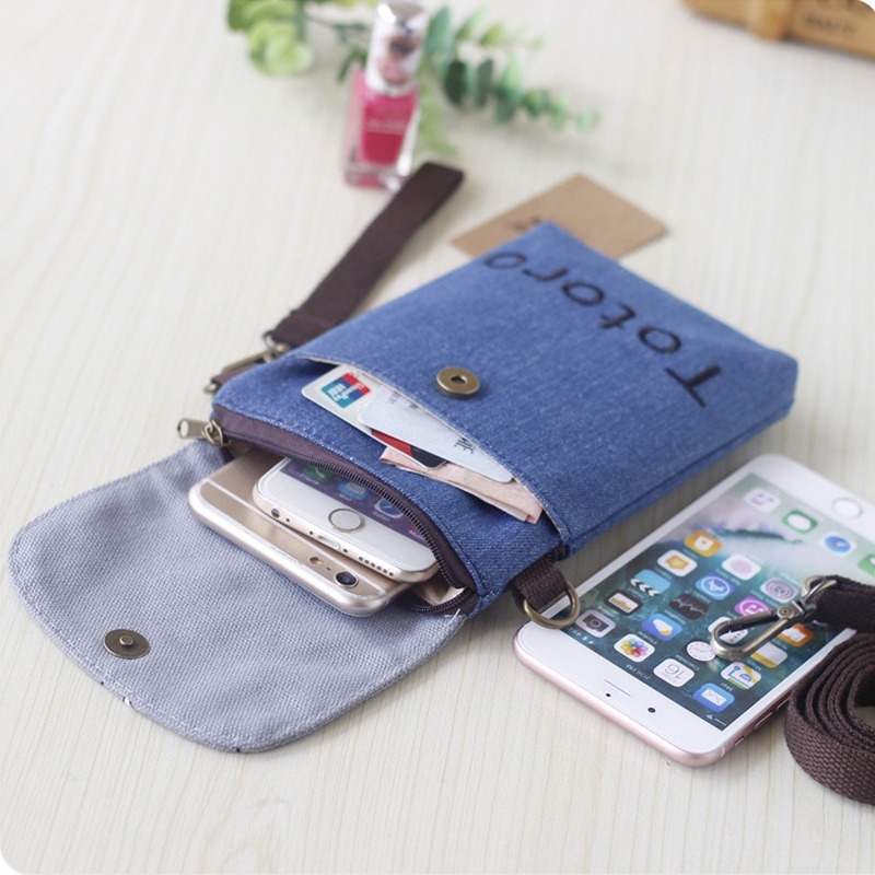 龍貓 側背 斜背包 手機袋 6寸帆布包 單肩包 手機包 iPhone手機掛脖 零錢包 包包 旅行包-細節圖2