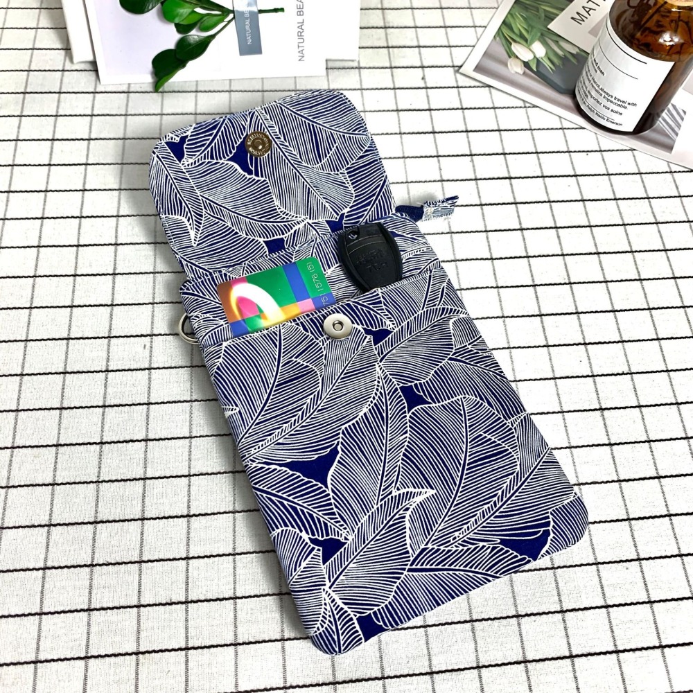 葉子帆布包 斜背包 手機袋 6.5寸 帆布包 單肩包 手機包 iPhone手機掛脖 零錢包 包包 旅行包-細節圖4