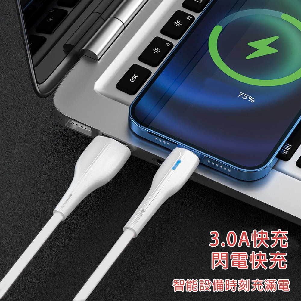 3.0A 快充 Type-C to USB 快充線 I15適用 充電線 傳輸線 100CM-細節圖3