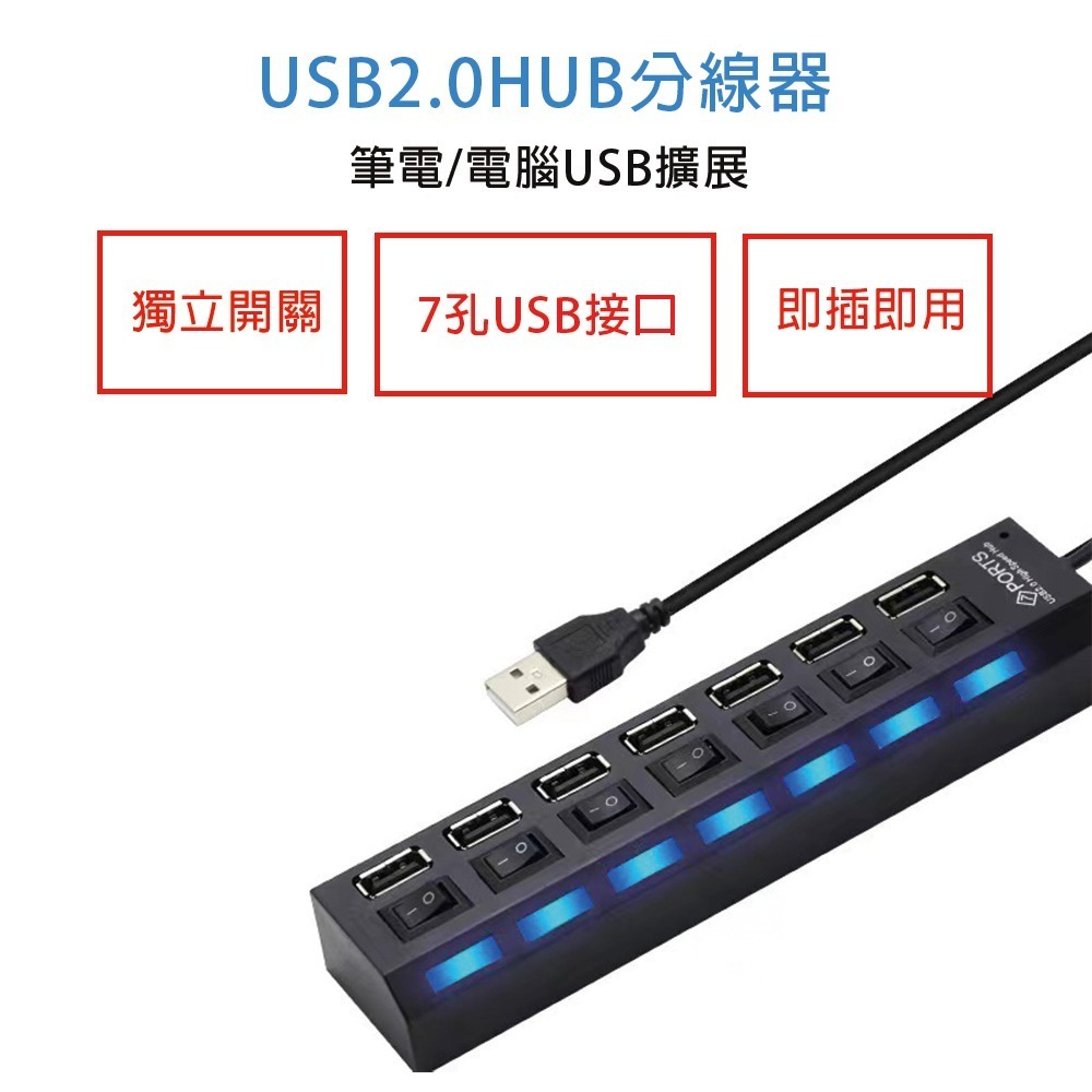 快速出貨 7孔USB延長線 分線器 集線器 USB擴充埠 傳輸線 延長線 七孔擴充槽 連接埠 USB 3.0 HUB-細節圖3