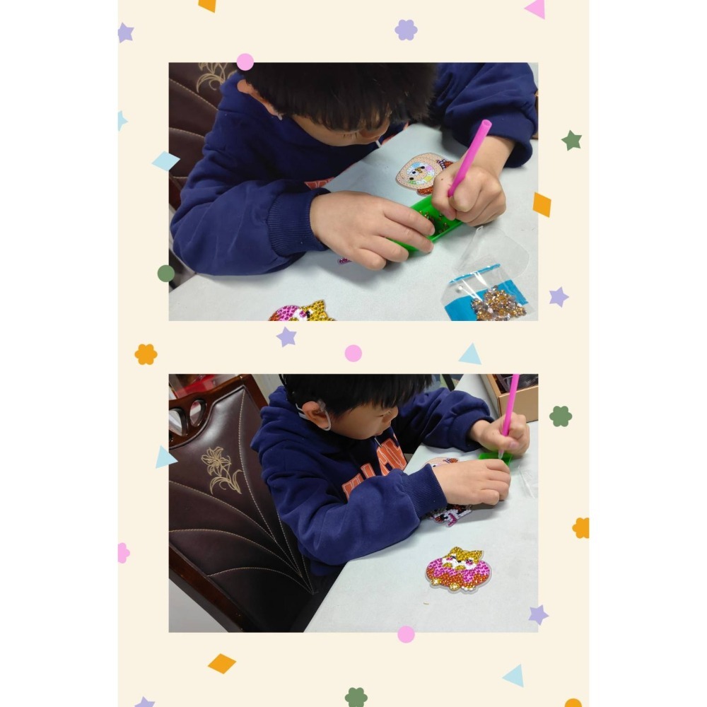 台灣現貨 卡通手工DIY鑽石貼鑰匙圈材料包（15種圖案） 兒童點鑽鑰匙扣-細節圖5